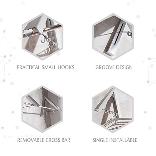Samione Cintre Pliables, Pliant Hanger Porte Manteau Cintre Pliable Mural Rétractable en Alliage d'Aluminium 2Pcs,Chambre, Salle de Bains, Balcon, Intérieur, Économie d'espace(Argent)