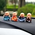 HNA GIFTING Buddha Monk Statue Set of 4, Cute Little Buddha Monks Statue Crafts Resin Child Buddha Collectible Figurines Small Buddha Monks Ornament Car Dashboard Decoration