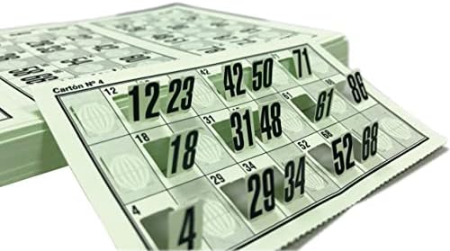 Genérico 318 Cartones Bingo Troquelados Reutilizables 90 Bolas – Cartones de Bingo, Serie Completa Numerada, Juego Tradicional para Eventos y Asociaciones, Pack Completo Listo para Jugar (Verde)