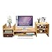Produktbild JYZJ Bambus Holz TV Bildschirm Computer Monitor Standfuß, 2-Tier Desktop Lagerregal/Bücherregal (Größe: L)