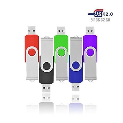 VIEKUU Cle USB 2.0 32 GO Lot de 5 Pièce Flash Drive par VIEKUU pour Ordinateur, Lecteur, Télévision, Automobile,etc (Noir Bleu Vert Rouge Violet)