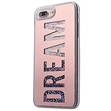 iPhone 7 Plus Hülle,SainCat Kreativ Design 3D Transparent Hard Case Hülle Dynamisch Liquid Fließen Flüssig Schwimmend Bling Glitter Diamond Schreiben Muster Schutzhülle Tasche Überzug Handyhülle Glitzer Sparkle Hart Plastik HardCase Crystal Clear Rückseite Handytasche Rückseite Hülle Schale Etui Tasche Case Cover Beschützer Haut Schale für Apple iPhone 7 Plus 5,5 Zoll (Rose Gold) - 2