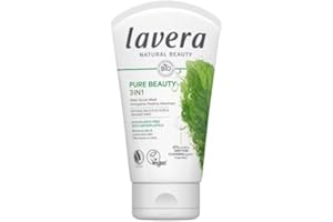 lavera Pure Beauty 3 w 1 oczyszczająca maseczka peelingowa, głębokie oczyszczanie porów, zapobiega zanieczyszczeniom, redukuje wągry, wegańska, naturalny kosmetyk