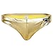 Produktbild YiZYiF Wetlook Herren Slip Tanga Strings Briefs Männer Unterhose Leder-optik Unterwäsche Dessous mit Metallic Ring Dekoration Gold X-Large