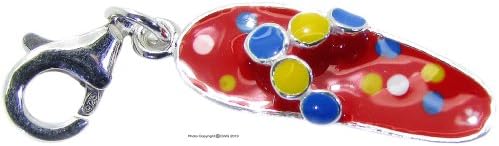 1.4g Solid .925 Sterling Silver Flip Flop Charm/Pendant - Epoxy Glazed - FREE GIFT BOX