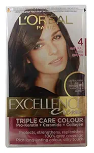 LOreal Excellence Creme Hair Colour - 4 Natural Dark Brown, 180ml Carton