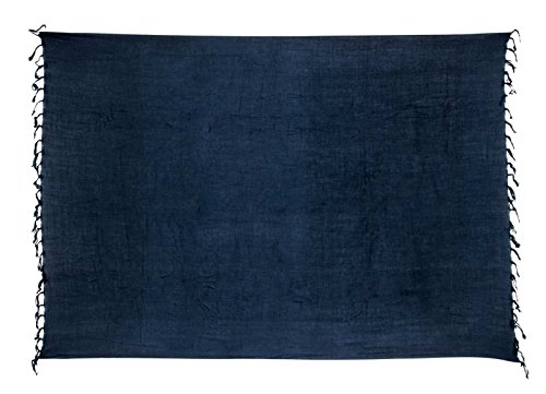 Ciffre Sarong Pareo Wickelrock Strandtuch Lunghi Dhoti Tuch Schlicht Uni Dunkel Blau