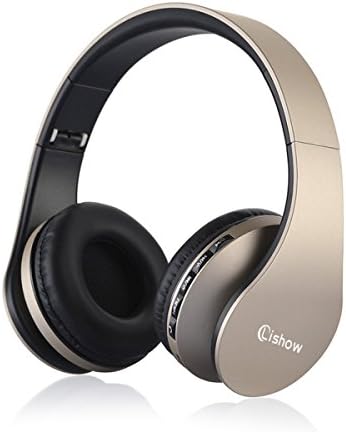 Lishow Bluetooth Wireless Over-ear Stereo Headphones Wireless/Wired Headsets with mircophone for music Streaming For iPhone &amp; Smart phones Bluetooth Devices-Gold