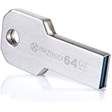 USB-Stick 64GB 3.0 Schlüssel-Form Mini  ** Wasserdicht &amp; Schnell  ** Extrem Robust aus Metall ( Edelstahl ) ** Ideal für Schlüssel-Anhänger  ** in Silber by meZmory ®