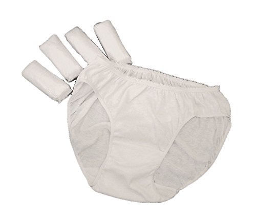 Women's Disposable Underwear - MEDIUM - 100% Cotton Bikini Briefs Knickers Panties (Pack of 5) by One-Wear - for Spa Massage Travel Emergency Maternity and Hospital