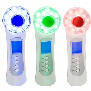 Denshine 5In1 New 3Mhz Ultrasonic 3 Color Photon Galvanic Ion Skin Care Massager Beauty Device UK Plug BS