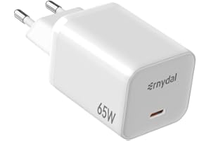 ERNYDAL Cargador USB-C de 65W, USB-C Fast Charger PD 3.0 y 4.0 GAN, Compatible con iPhone, iPad, Samsung Galaxy (65W Blanco)