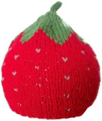 Strawberry Hat, Hand Knitted (0-6 month) 30-34cm