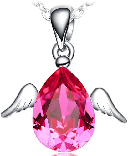 NEEMODA Necklace for Women Crystal Pendant Jewellery Presents for Her Birthday Anniversary Valentines Mothers Day Angel Wings