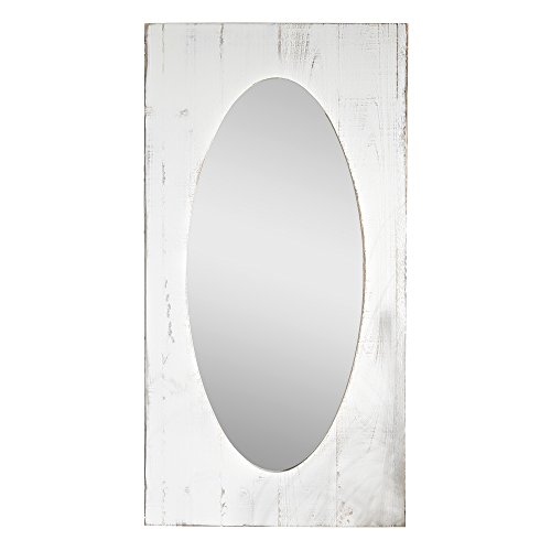 92CM Shabby Holz Spiegel Wandspiegel weiß Antik look Deko Spiegel Flurspiegel