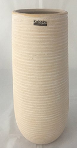 Vase Blumenvase Keramik creme weiß strukturiert 30,5 cm hoch – hochwertig • Vasen Blumenvasen - 2