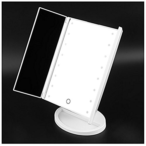 Spiegel Triptychon Make-up Beleuchtung naturfarben, mit 16 LED Touchscreen aufladbar per Port Micro verstellbar auf 180 °für eine perfekte Make-up - 2
