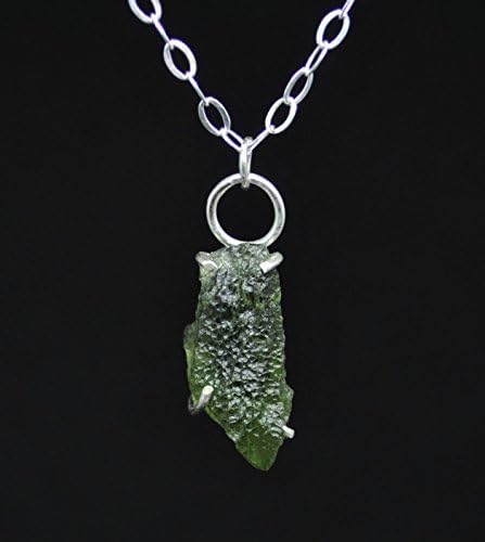 Moldavite pendant, claw setting, sterling silver, handmade