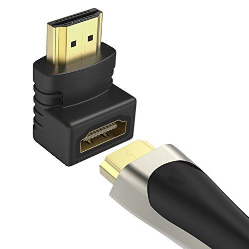 MoKo HDMI Adapter 90°, [2 Stück] High Speed Right Angle Gold Plated HDMI Stecker Male auf Female Buchse Kabel Konverter für 3D / Ethernet, Five TV, 4K/HD TV, Schwarz - 6