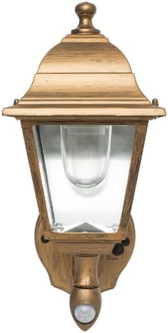 MAXSA48219 Premium Battery-Powered Motion-Activated Decorative Outdoor Cool White LED Wall Sconce Lighting Fixture, Metal Housing, Golden Copper