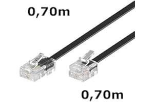 DITM® Cordon Téléphone ou ADSL RJ11 Male vers RJ 45 Male (0,70m, Noir)