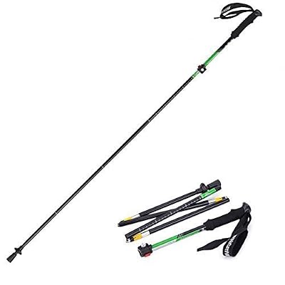 Naturehike 1pcs Folding Alpenstocks Folding Baton De Marche Camping Baton De Marche Climbing Stick(Green+black)