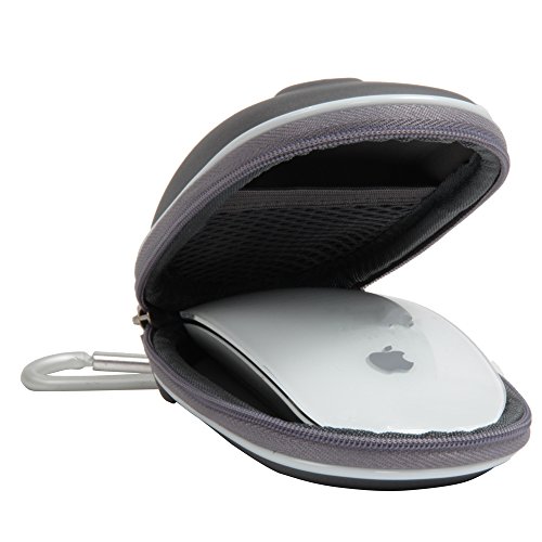 Hermitshell Travel Hart EVA Lagerung Tasche Schutz hülle Etui Tragetasche Beutel Compact Größen und karabiner für Apple Magic Mouse Maus I und II 2nd Gen und Karabiner Grau - 5
