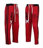 Met-X Fleece Joggers Track Suit Bottom Jogging Trousers Exercise Fitness Boxing MMA Gym Sweat Fleece Trousers Cotton Fleece Red