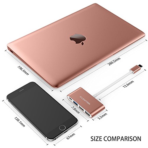 LENTION 4-in1-USB-C-Multiport-Hub / USB-C-Dock mit Typ C, USB 3.0, USB 2.0 Ports für New Macbook 12″ / ChromeBook, Pro Retina 13 15, Surface, Dell XPS u.a., Multiport-Adapter zum Aufladen und Verbinden in den Farben Rose Gold - 5