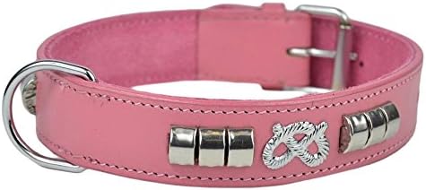 Avon Pet Products Staffy Knot and Studded Chrome Leather Dog Collar, 24-Inch, Pink