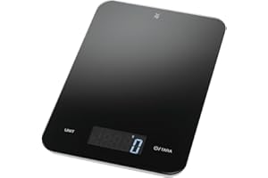 ‎WMF WMF Digitale Küchenwaage schwarz 23 x 15 x 2 cm, Backwaage, Haushaltswaage, Küchenwaage digital, Sicherheitsglas, grammgenau, Tara-Funktion, 5kg Maximalgewicht, schwarz