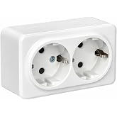 Jandei - Mechanism White Polycarbonate Surface, 16A 250V (Double Schuko Plug)
