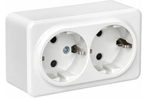 Jandei - Mecanismo Superficie Policarbonato Blanco, 10A 250V (Doble Enchufe Schuko)