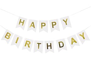 AURASKY Happy Birthday Girlande, Weiß Happy Birthday Banner, Girlande Geburtstag, Happy Birthday Deko, für Erwachsene und Kinder Geburtstag Party Dekoration