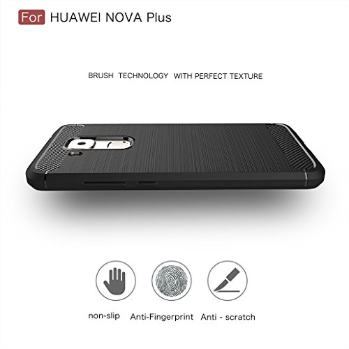 Funda Huawei Nova PLUS  XiDe Carcasa Ultra Delgado Ligero Silicona con Anti-Ara  azos Espalda Carcasa Fibra de Carbono Funda para Huawei Nova PLUS - Negro