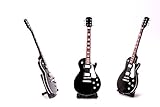 aus Holz Miniatur E-Gitarre Les Paul XL in versch. Farben Standart LDT Mini Deko Gitarre aus Holz 26cm (Farbe wählbar) (schwarz weiß)