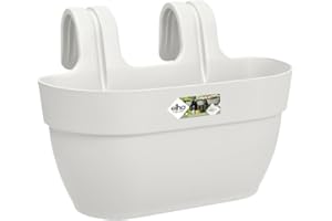 Elho Vibia Campana Easy Hanger M 36 - Planteur pour Balcon & Extérieur - Ø 36.0 x H 26.5 cm - Blanc/Blanc Soie