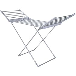 Séchoir étendoir à linge électrique chauffant pliable 20 barres 2 ailes repliables 230 W 50-55° C aluminium