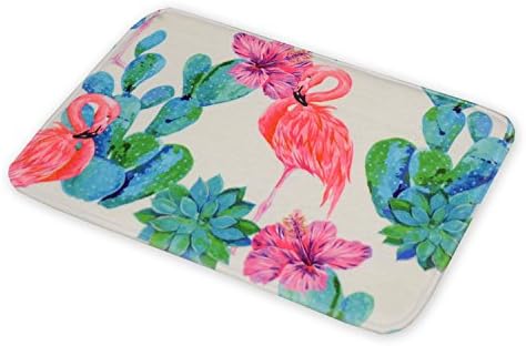 Sumer Style American Flannel Floor Mat Tropical plants And Flamingo Non-slip Bath Mat Indoor/outdoor Doormats Alfombras Comfortable Rugs Kids Bedroom Rectangle Yoga Mats Carpet Kitchen