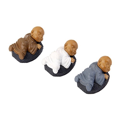 OUNONA Gartenfigur Gartenornament Auto Dekoration mit 12pcs PVC Meditation Mönche - 3