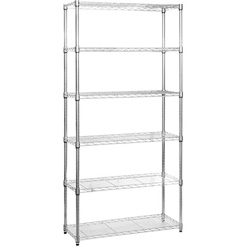 Pantalla Drakes Grande 180 x 90 x 35 cm/Acabado Cromado Alambre con 6 estantes estantería Resistente, Plateado