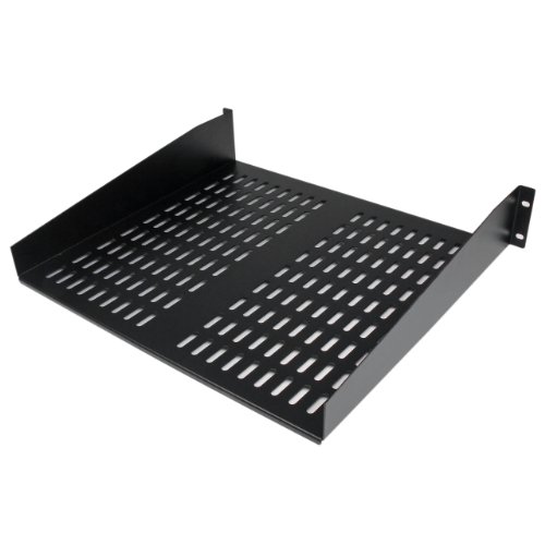 StarTech.com 2HE Universal Rack Mount Fachboden belüftet und freitragend für 19″ Server Racks – 16Zoll, schwarz (CABSHELFV) - 2