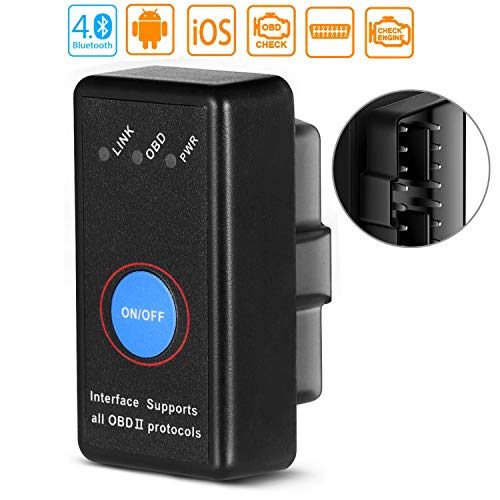 OBD2 Bluetooth 4.0, Smaier OBDII Nuova Versione Diagnosi per Auto, Mini Adattatore Wireless Codice Errore di Scansione per Veicolo - Connessione via Bluetooth a Dispositivi IOS, Android e Windows