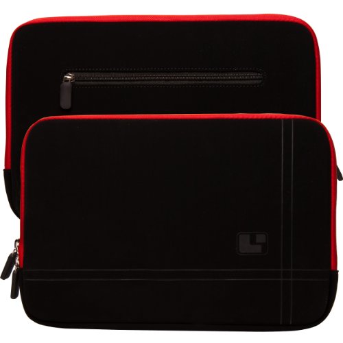 SumacLife schwarz MIcrofiber Microfaser-Hülle Shock Resistant Stoßfest Pouch Notebooktasche für MacBook Pro/Air 33,8 cm (13,3 Zoll) (Blacks-Red)