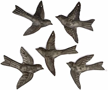 C2A Enterprise Set of 5 Flying Birds Haitian Recycled Metal Drum Wall Art Decoration