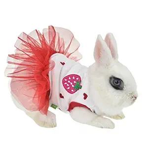 FLAdorepet Cute Bunny Rabbit Dress Clothes for Mini Dog Small Animal Chinchilla Easter Costume Outfits (XS(Chest 11.0inch), Red)