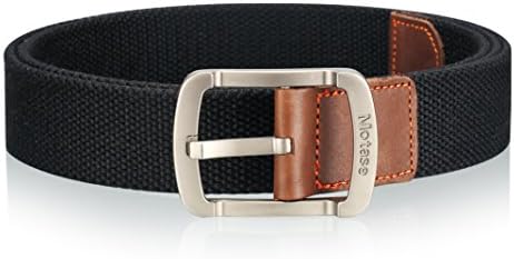 Motase Unisex Canvas Belt Grommet Casual Braided Waist Belt Black L