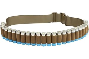 FIRECLUB Shotgun Shell Bandolier Cinturón de calibre 12/20 para caza militar táctica (29 rondas, 140 cm) (Tan)