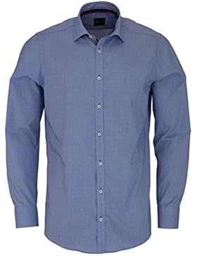 VENTI Slim Fit Hemd Langarm New Kent Kragen Muster blau