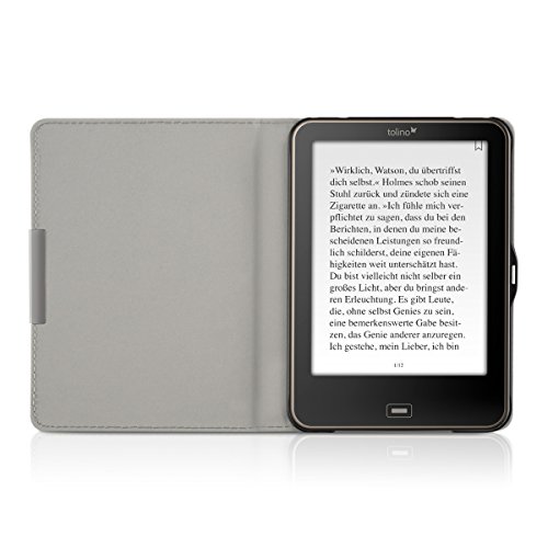 kwmobile Hülle für Tolino Vision 1 / 2 / 3 / 4 HD – Flipcover Case eReader Schutzhülle – Bookstyle Klapphülle Fuchs Design Braun Blau Weiß - 4